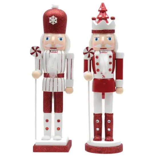 Santa's Workshop 15" Red & White Peppermint Nutcracker Set {1}