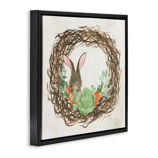 Stupell Industries Spring Easter Wreath Floater Framed Art Black {4}
