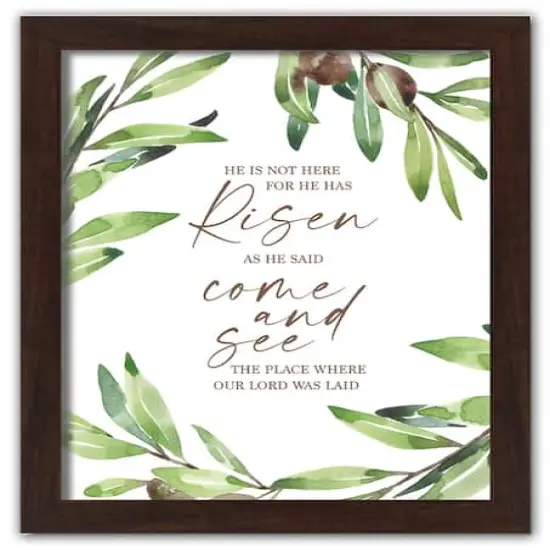 He Has Risen Olives 2 16" x 20" Walnut Framed Print Under Plexiglass {1}
