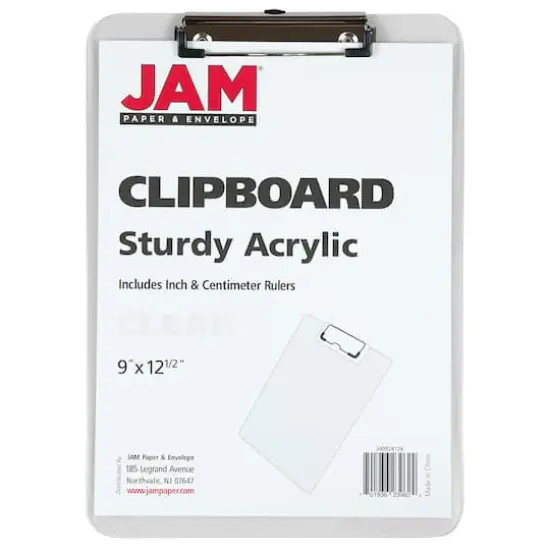 JAM Paper Letter Size Plastic Clipboard Clear {4}