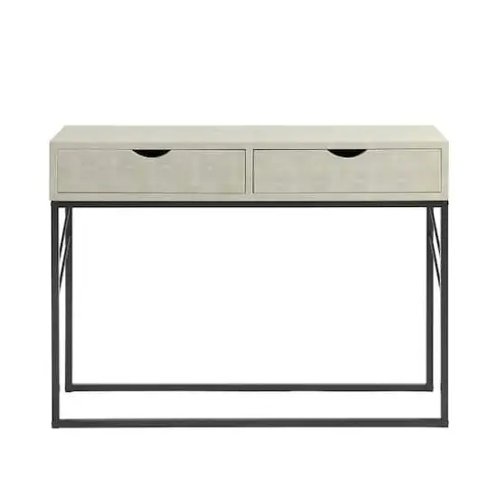 Walker Edison Off White 2-Drawer Faux Shagreen Entry Table {6}