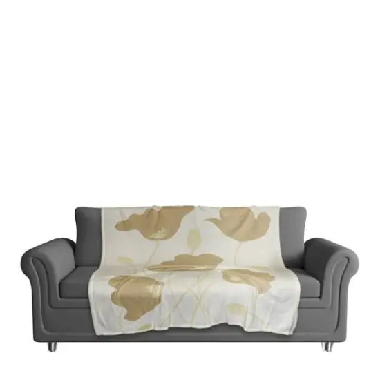 Simple Dusty Yellow Poppies Fleece Throw {4}