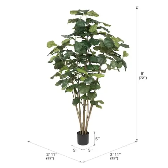 6ft. Potted Artificial Green Fiddle Tree {5}