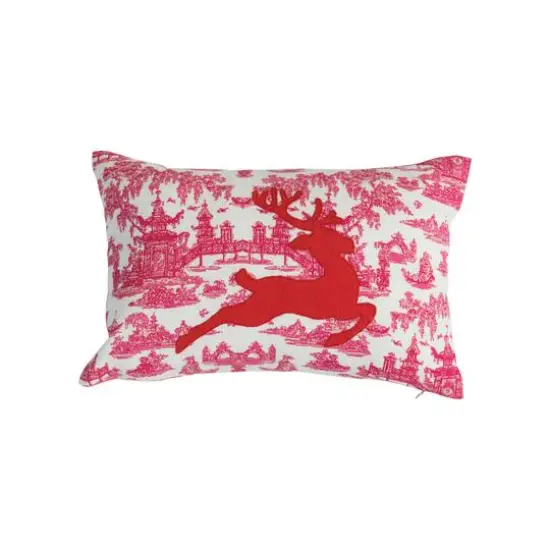 Hello Honey&reg; 14" Red & White Cotton Lumbar Toile Print Pillow {1}
