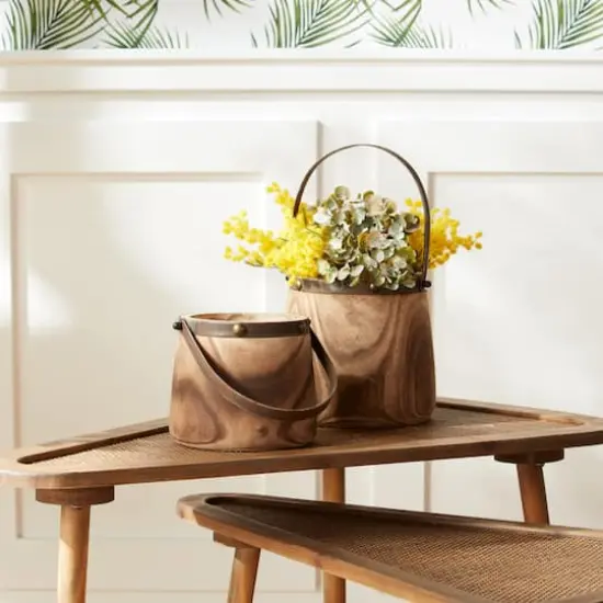 Natural Wooden Pail Set {3}