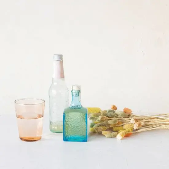 Hello Honey® 12oz. Peach Ribbed Round Reclaimed Glass Drinking Glasses, 12ct. {3}