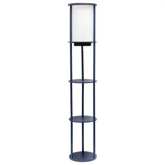 Simple Designs™ 62.5" Round Floor Lamp with 2 USB Ports and 1 Outlet Navy {1}