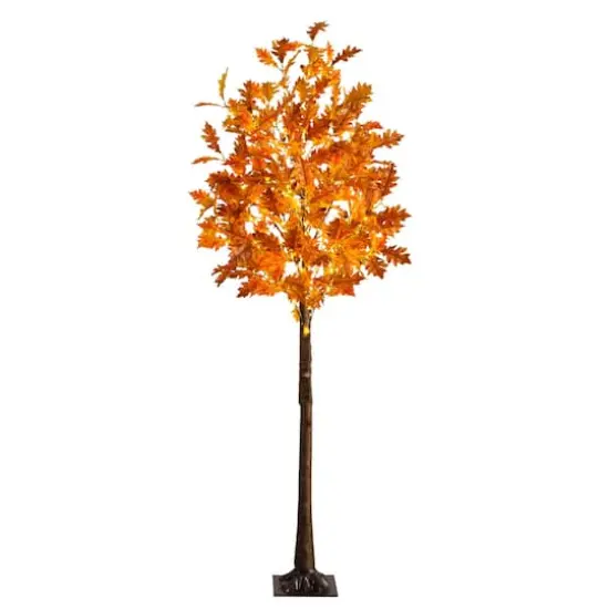 6ft. Pre-Lit Burnt Orange Autumn Maple Artificial Fall Tree with 300 Warm White LED Lights {1}