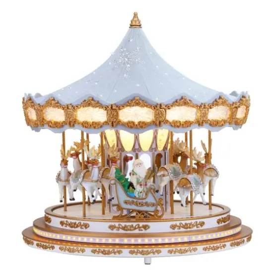 90th Anniversary Collection 17" Ice Blue Animated & Musical LED Crystal Carousel Accent {6}