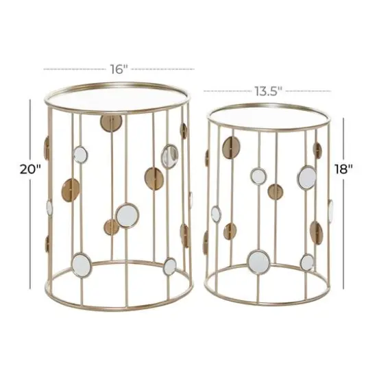 Glass & Gold Metal Contemporary Accent Table Set {6}