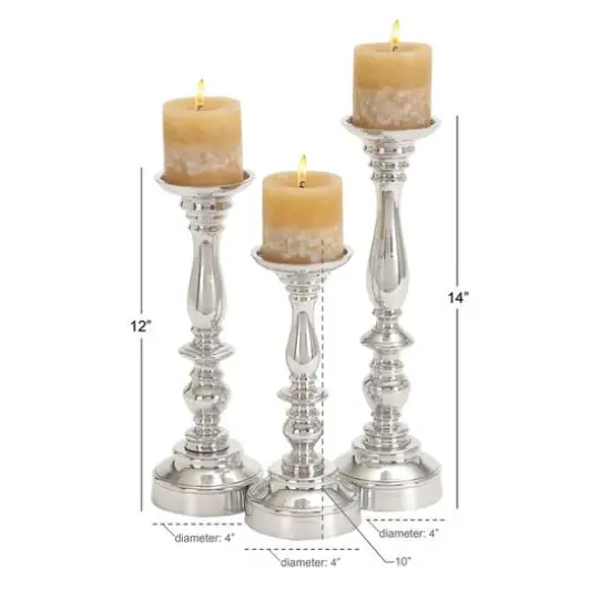 Silver Aluminum Traditional Pillar Candle Holder {8}