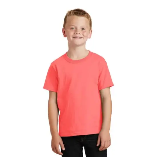 Port & Company® Beach Wash Garment-Dyed Youth T-Shirt Neon Coral {4}
