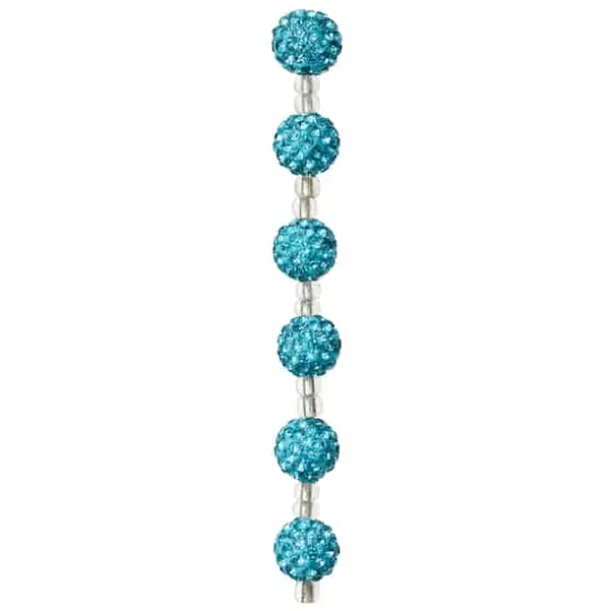 Aqua Rhinestone Studded Round Beads, 10mm by Bead Landing&trade; {4}