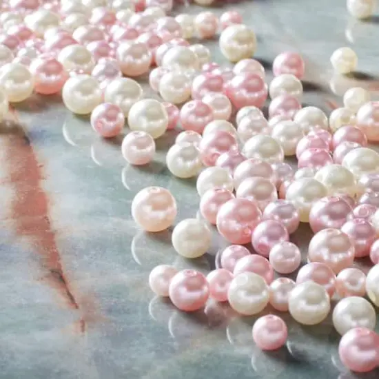 Ivory & Pink Plastic Pearl Round Beads by Bead Landing&trade; {4}