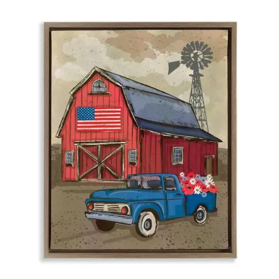 Stupell Industries Vintage Americana Barn Floater Framed Art Brown {1}