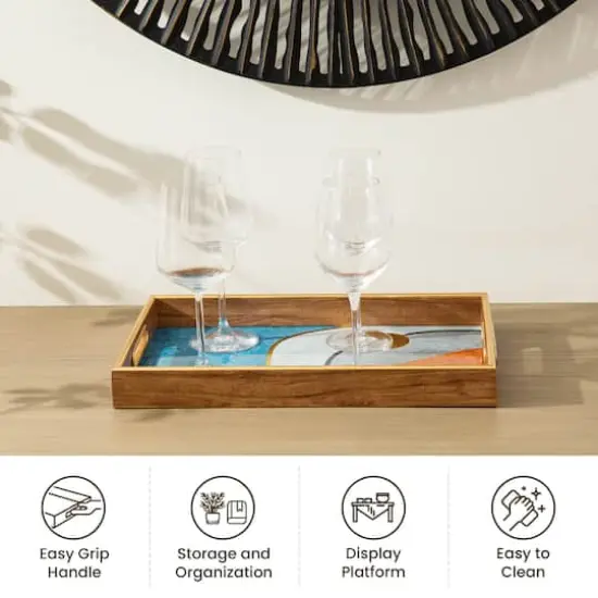 Glitzhome&reg; Rectangle Abstract Patterned Decorative Trays Set {3}