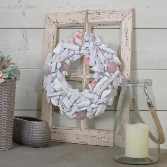 12.5" Nautical Driftwood & Seashell Summer Wreath {3}