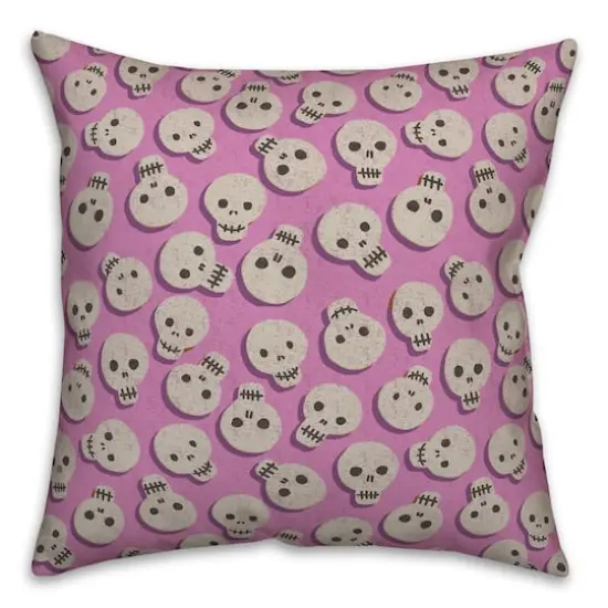 Pink Skull Pattern Throw Pillow {1}