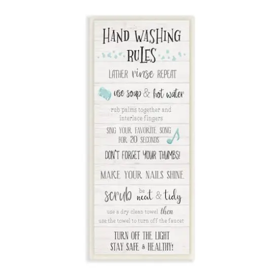 Stupell Industries Hand Washing Rules Bathroom Guide Positive Hygiene,7" x 17" {1}