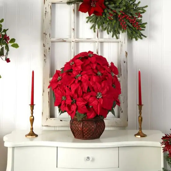 22" Potted Poinsettia with Decorative Planter {7}