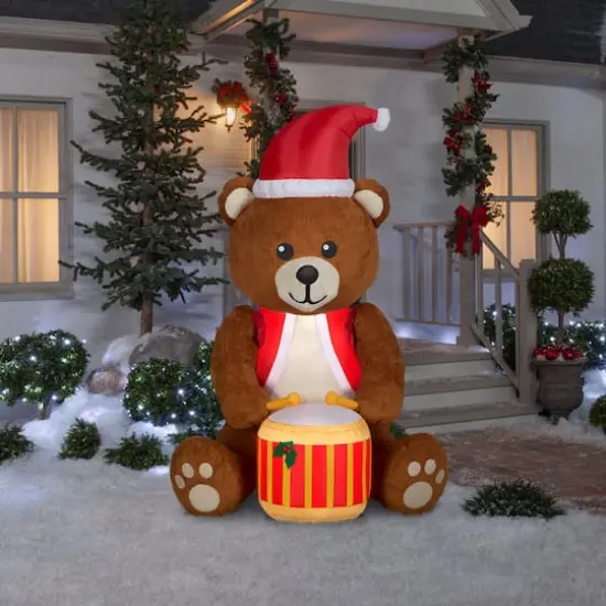 6ft. Airblown&reg; Animated Inflatable Drummer Boy Teddy Bear {5}