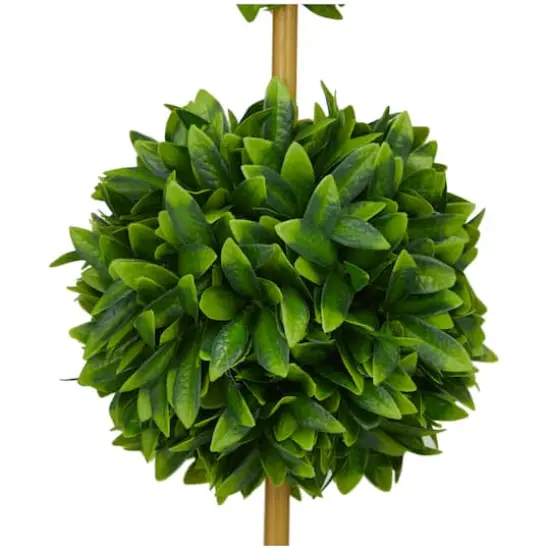 2ft. Green Boxwood Ball Topiary Faux Foliage with White Cement Pot {5}