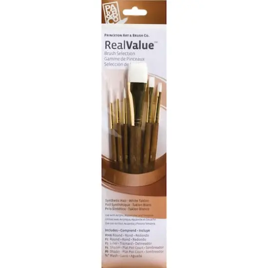 Princeton&trade; RealValue&trade; White Synthetic Taklon 6 Piece Brush Set {1}