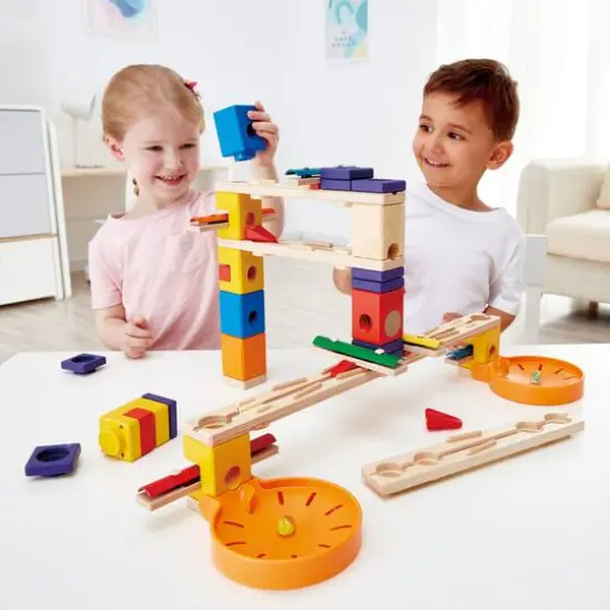 Hape Quadrilla Wooden Music Motion Marble Run Construction Set {8}