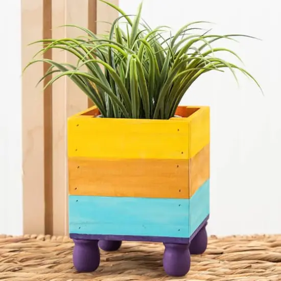 6" Unfinished Wooden Cube Riser Box {4}