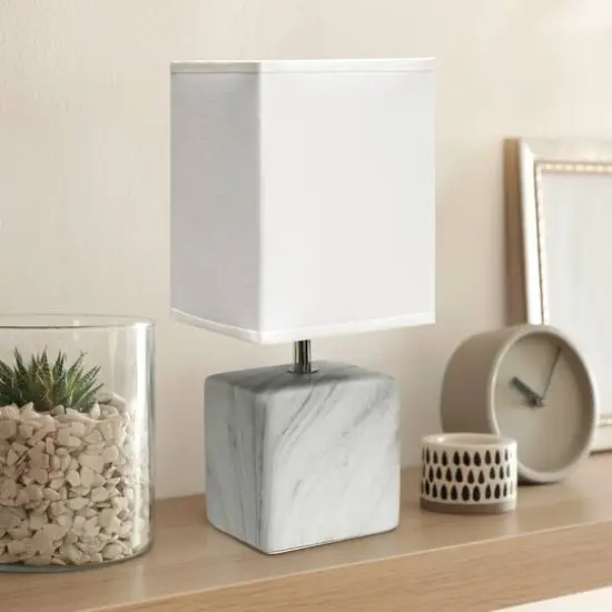 Simple Designs White Marbled Ceramic Table Lamp {5}