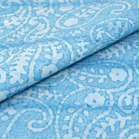 SINGER Batik Corn Flower Blue Paisley Cotton Fabric {3}