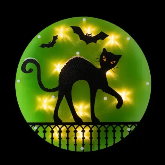 Lighted Black Cat Halloween Window Silhouette {4}