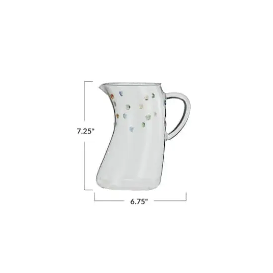 Hello Honey 42oz. Artisanal Borosilicate Glass Pitcher with Raised Dots {5}