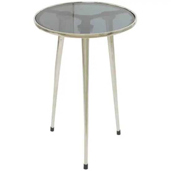 22" Aluminum Tripod Legs Accent Table with Shaded Glass Top Gold {2}