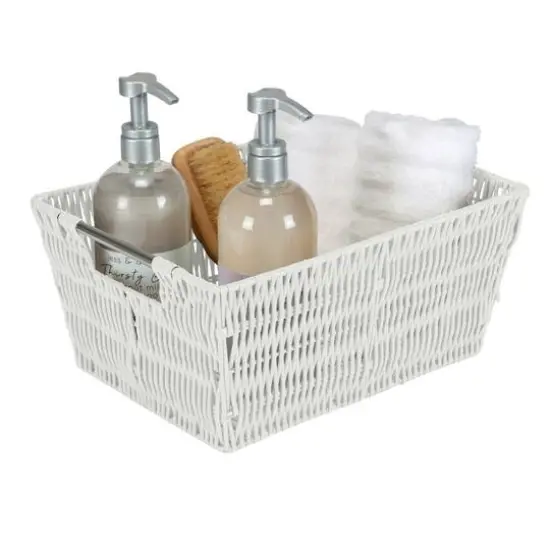 Simplify 3-Piece Rattan Tote Basket Set White {11}