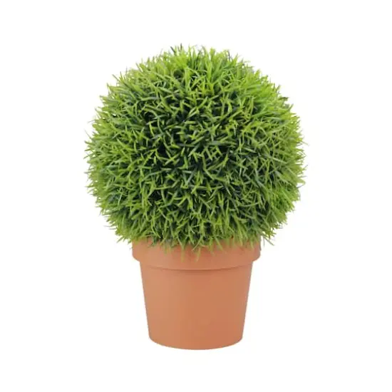 18" Potted Two-Tone Artificial Pine Ball Topiary {1}