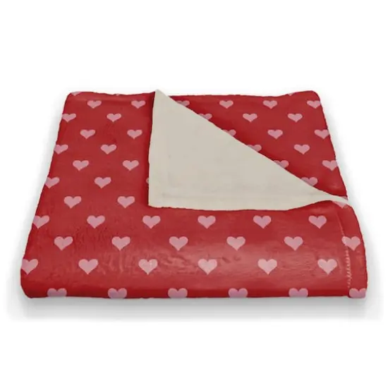Pink & Red Hearts Pattern Coral Fleece Blanket {3}
