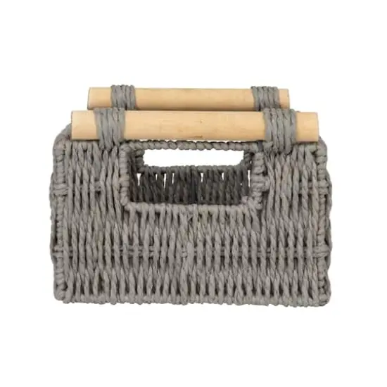 Household Essentials Paper Rope with Wooden Handles Basket Set Gray {8}
