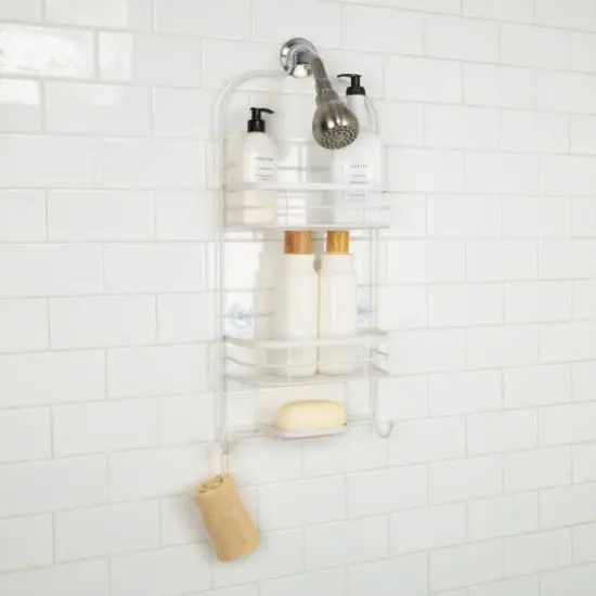Bath Bliss Ellipse Collection Deluxe Shower Caddy White {1}