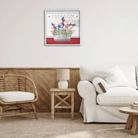 Stupell Industries Freedom Americana Floral Pinwheels Framed Giclee Art White {3}