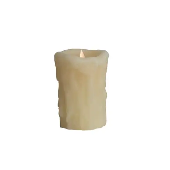 Hello Honey&reg; 5" Ivory Pillar LED Candle with Embossed Faux Melted Wax {3}