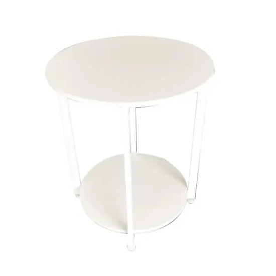 Household Essentials Jamestown 24" Round End Table White {3}