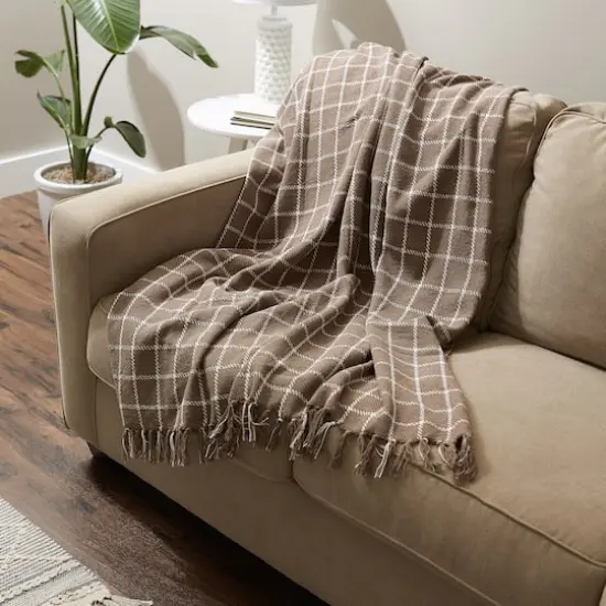DII&reg; Checked Plaid Throw Brown {6}