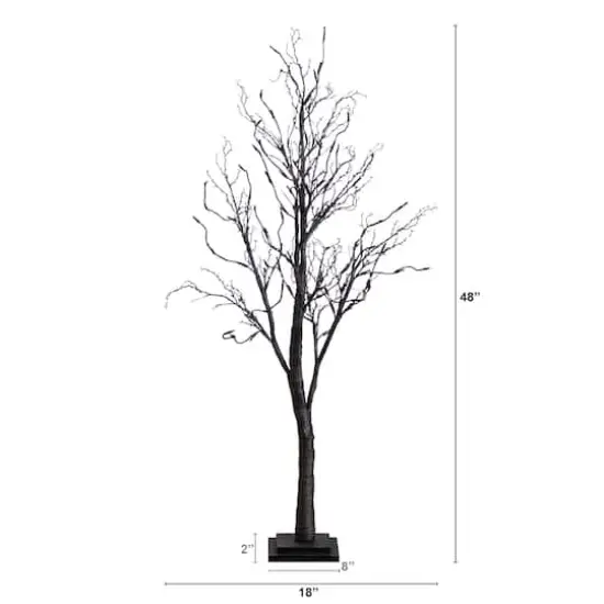 4ft. Orange & Purple LED Pre-Lit Halloween Deluxe Black Twig Artificial Fall Tree {4}