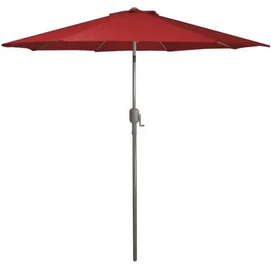 9ft. Outdoor Patio Market Umbrella with Hand Crank & Tilt Red/Brown {1}