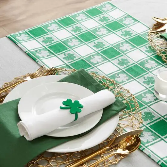 DII&reg; 72" Shamrock Woven Check Table Runner {6}