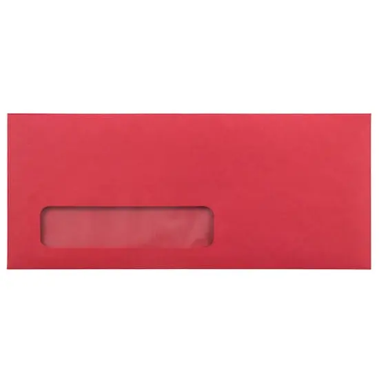 JAM Paper 4" x 9.5" Colored Business Window Envelopes, 50ct. Red Recycled {1}