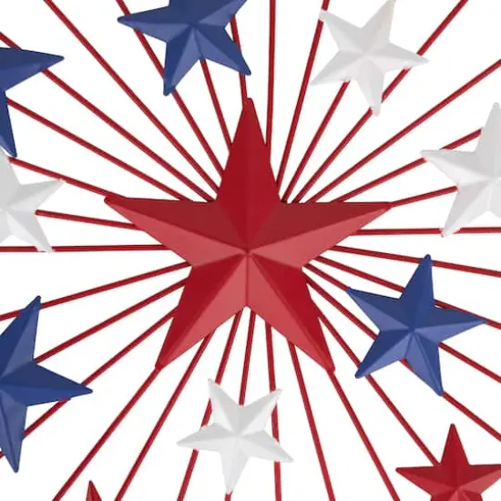 17.5" Red, White & Blue Starburst Americana Metal Wall Accent {5}
