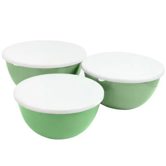 Gibson Home&reg; Plaza Cafe Mint 3-Piece Stackable Nesting Mixing Bowl Set with Lids {5}