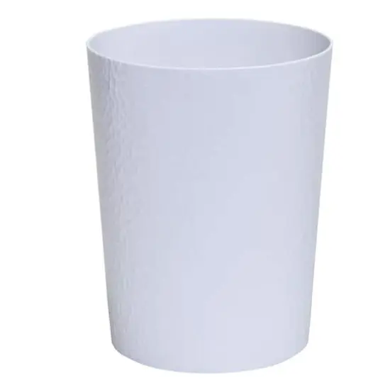 Bath Bliss White Hammered Textured Trash Can {1}